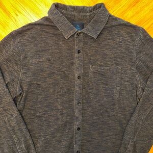 Prana Shirt Mens XL Black Brown Ronnie Long Sleeve Button Organic Blend Outdoor